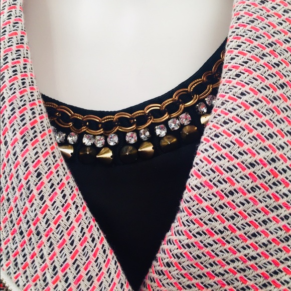 MNG Mango Colletion pink black tweed moto jacket - Picture 2 of 4